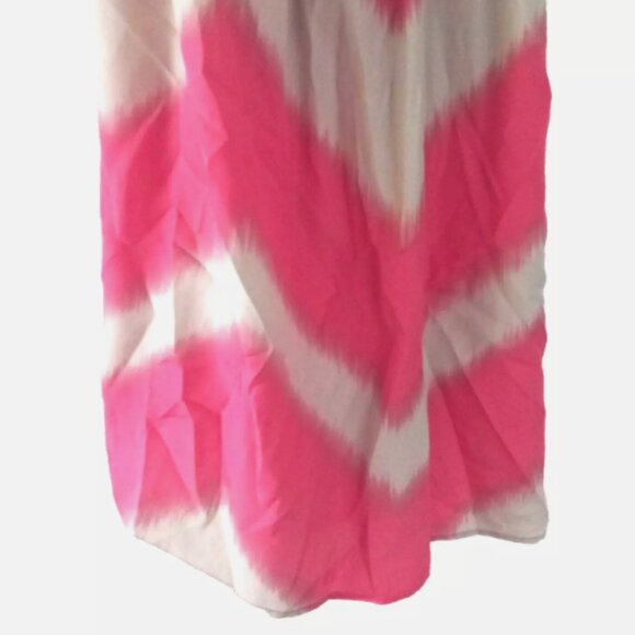 Sequin Hearts Strappy Dress Sz S Pink Tan Chevron Fit Flare Ruffle NEW - Picture 7 of 15